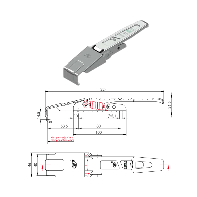 Zaczep Do Burty Nierdzewny 200 Kg | ZBN-01F