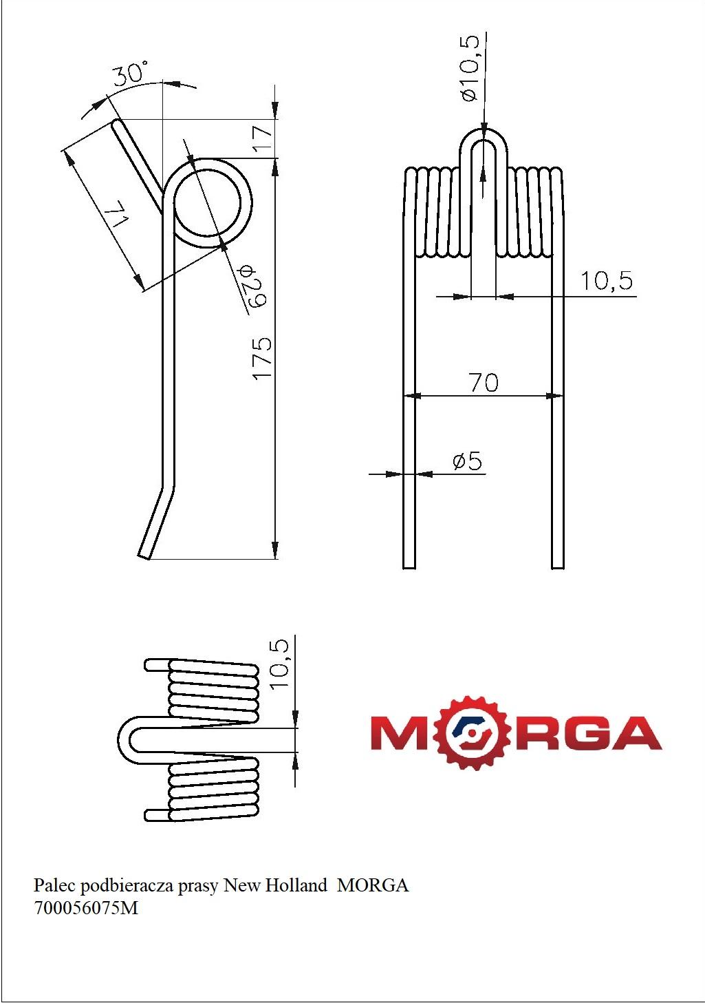 Palec Podbieracza Prasy New Holland 700054690 Malowane Proszkowo Morga - zdjęcie 4