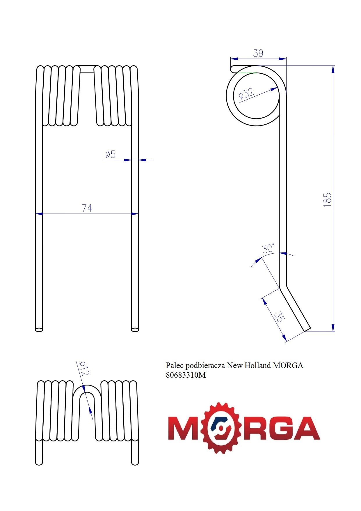 Palec Podbieracza New Holland 80683310 Malowane Proszkowo Morga - zdjęcie 2