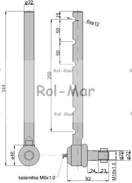 Przegub kierowniczy 330mm 24mm al37505 john deere taq - zdjęcie 2