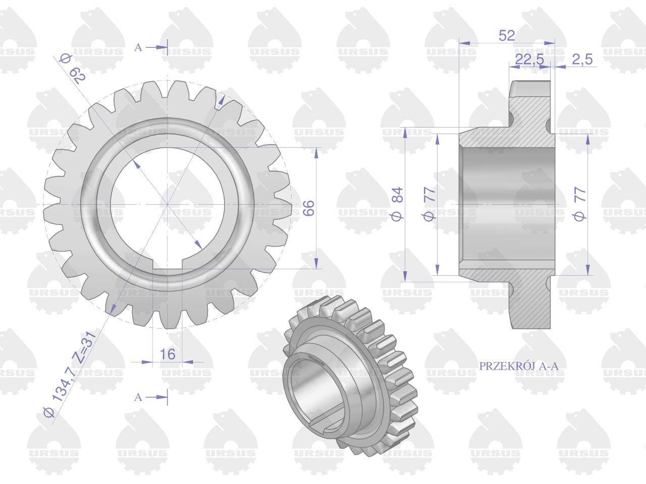Koło ii biegu c-360 oryginał ursus | 50419660U - zdjęcie 2