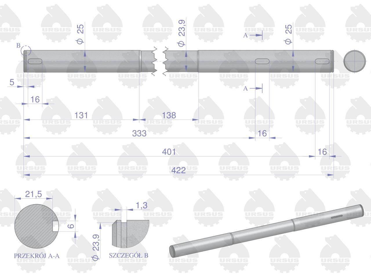 Wałek pedałów c-360 oryginał ursus | 50427010U - zdjęcie 2