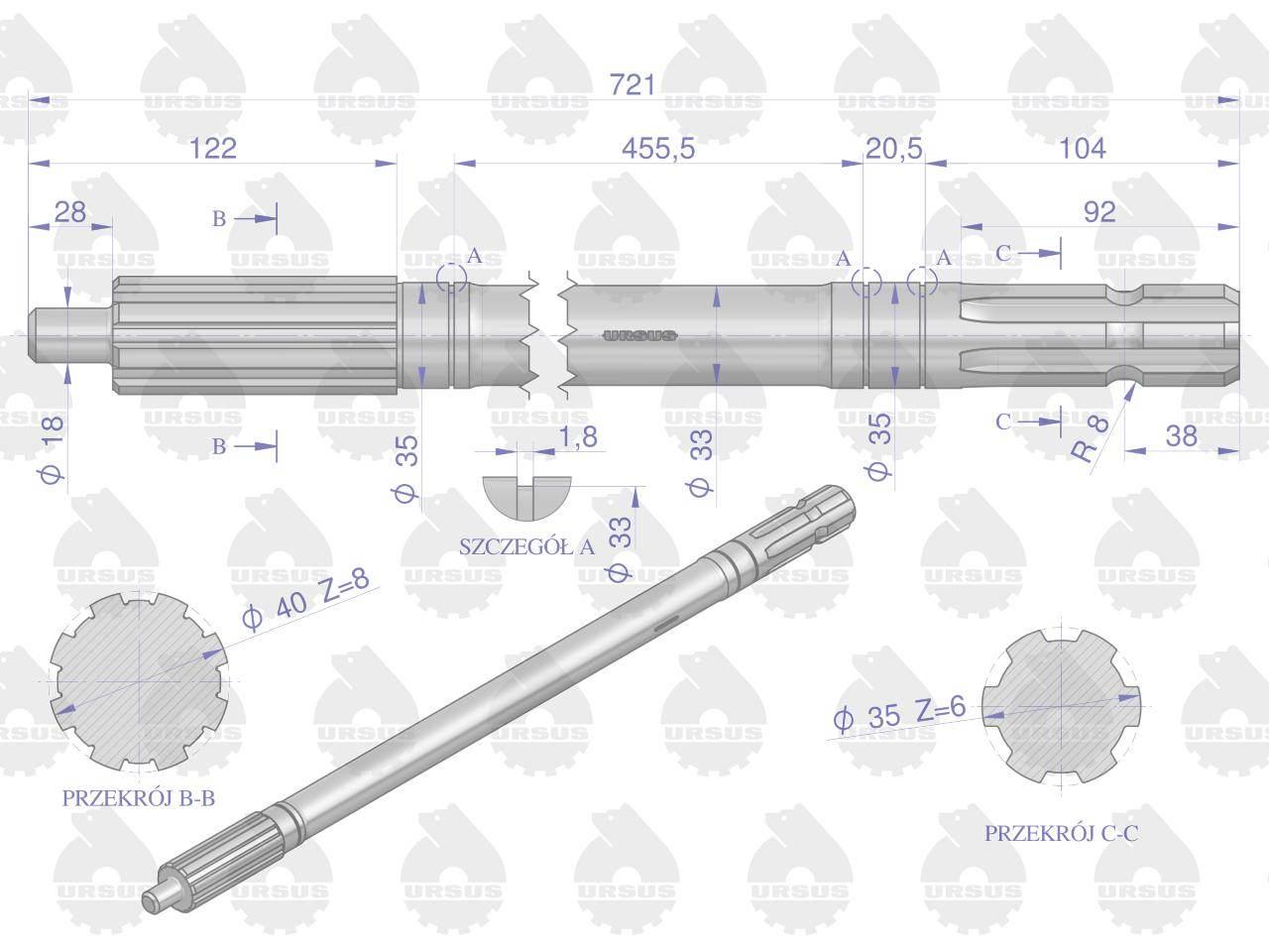 Wałek przekaźnika c-330 oryginał ursus | 50013551U - zdjęcie 2