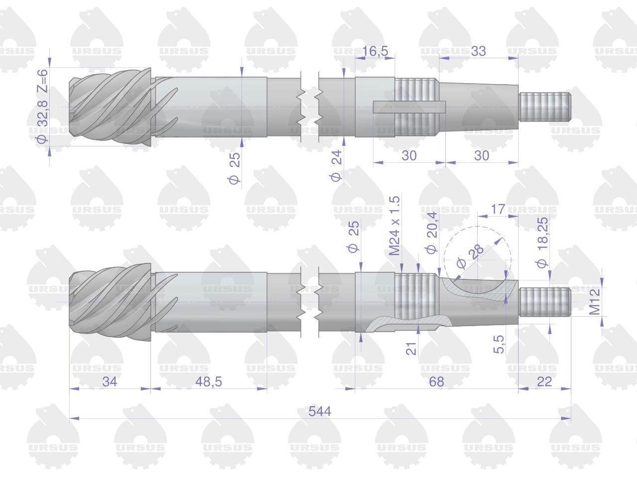 Wałek kierowniczy c-330 oryginał ursus | 50016031U - zdjęcie 2