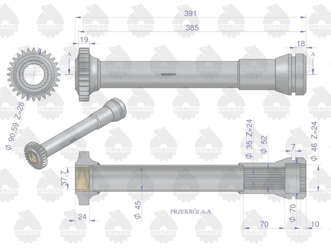 Tuleja napędu pompy hydraulicznej c-360 oryginał ursus - zdjęcie 4