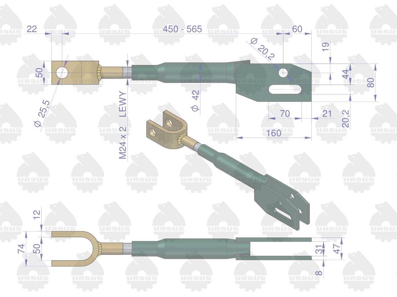 Wieszak lewy c-360 oryginał ursus | 46650200U - zdjęcie 2