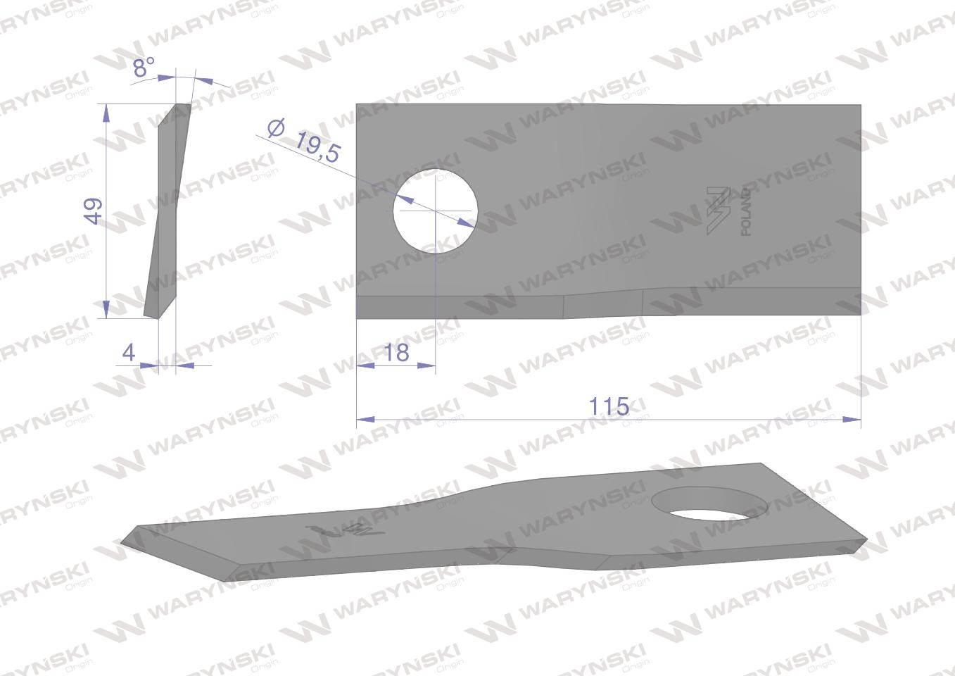 Nóżnożyk kosiarka dyskowa 115x49x4mm 12p 12l samasz waryński po 2412p 12l - zdjęcie 2