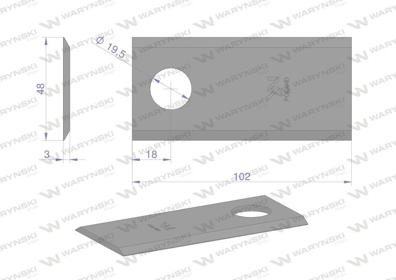 Nóżnożyk kosiarka rotacyjna 102x48x3mm samasz waryński po 25 - zdjęcie 2