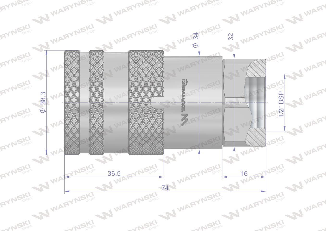 Szybkozłącze hydrauliczne suchoodcinające gniazdo g1/2"bsp gwint wewnętrzny iso16028 waryński - zdjęcie 4