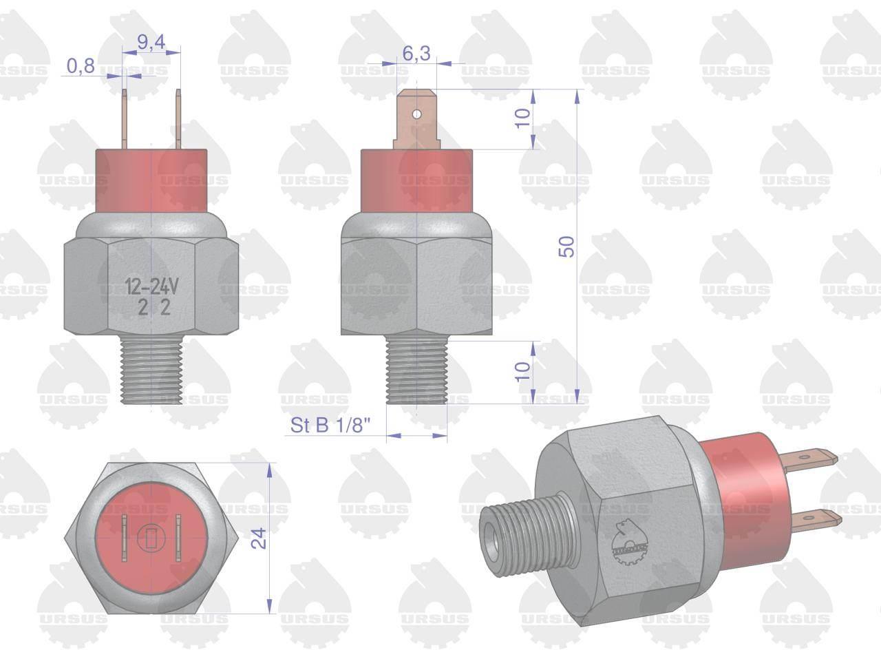 Hydrauliczny włącznik światłaczujnik stop płaskie c-360 oryginał ursus - zdjęcie 3
