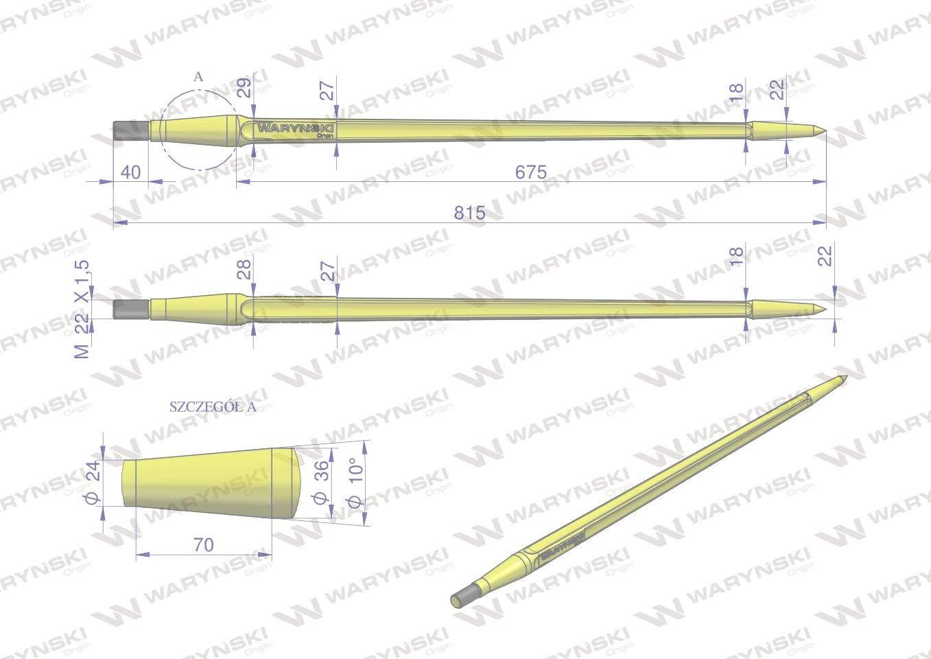 Ząb ładowacza uniwersalny prosty l 810mm 5193-ft1n tur waryński - zdjęcie 2