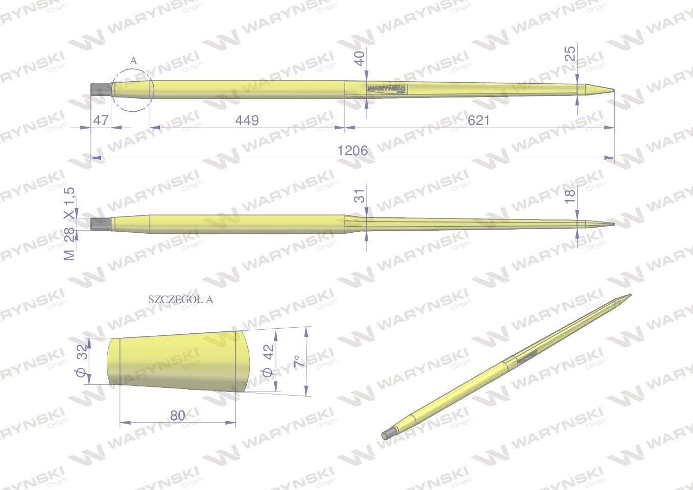 Ząb ładowacza ciężki uniwersalny prosty l 1200mm 5193-51563 tur waryński - zdjęcie 2