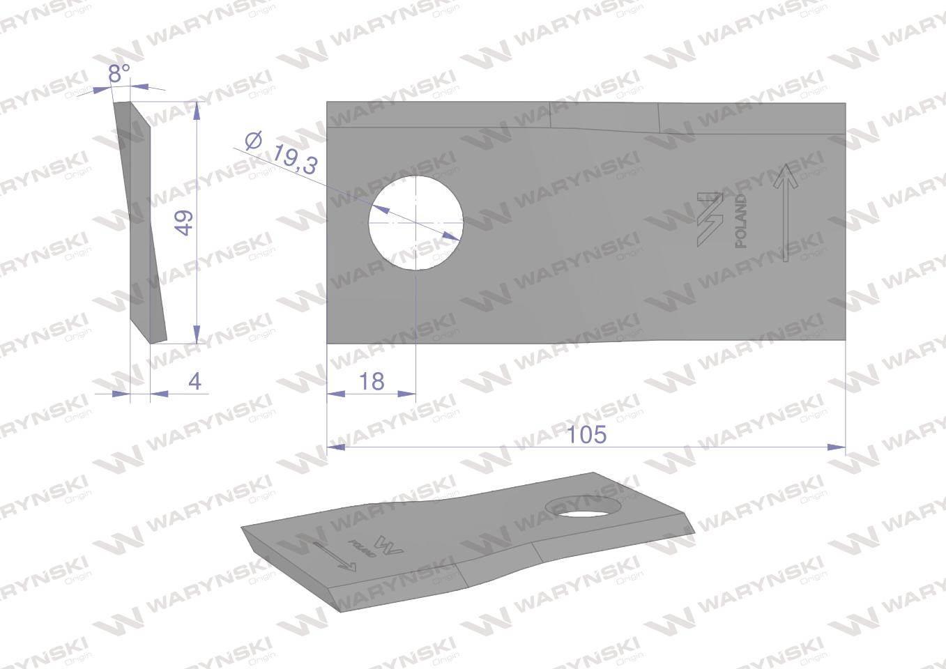 Nóżnożyk kosiarka 105x49x4x19,3 samasz brzw opak 12xl 12xp waryński po 24 - zdjęcie 2