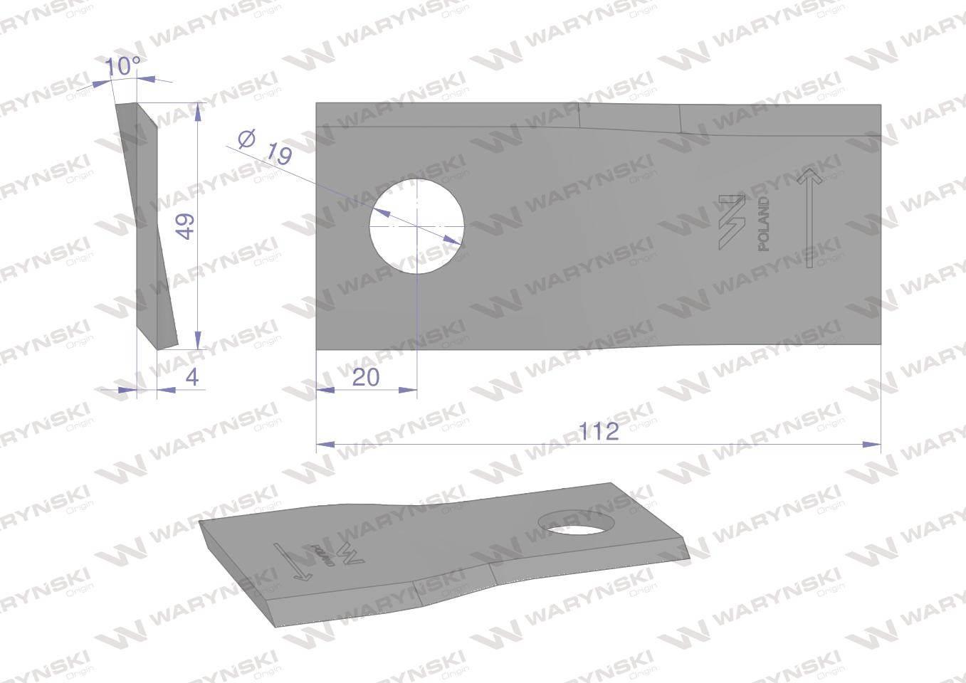 Nóżnożyk kosiarka 112x48x4x19 lewy 139888.0 krone waryński 25szt - zdjęcie 3
