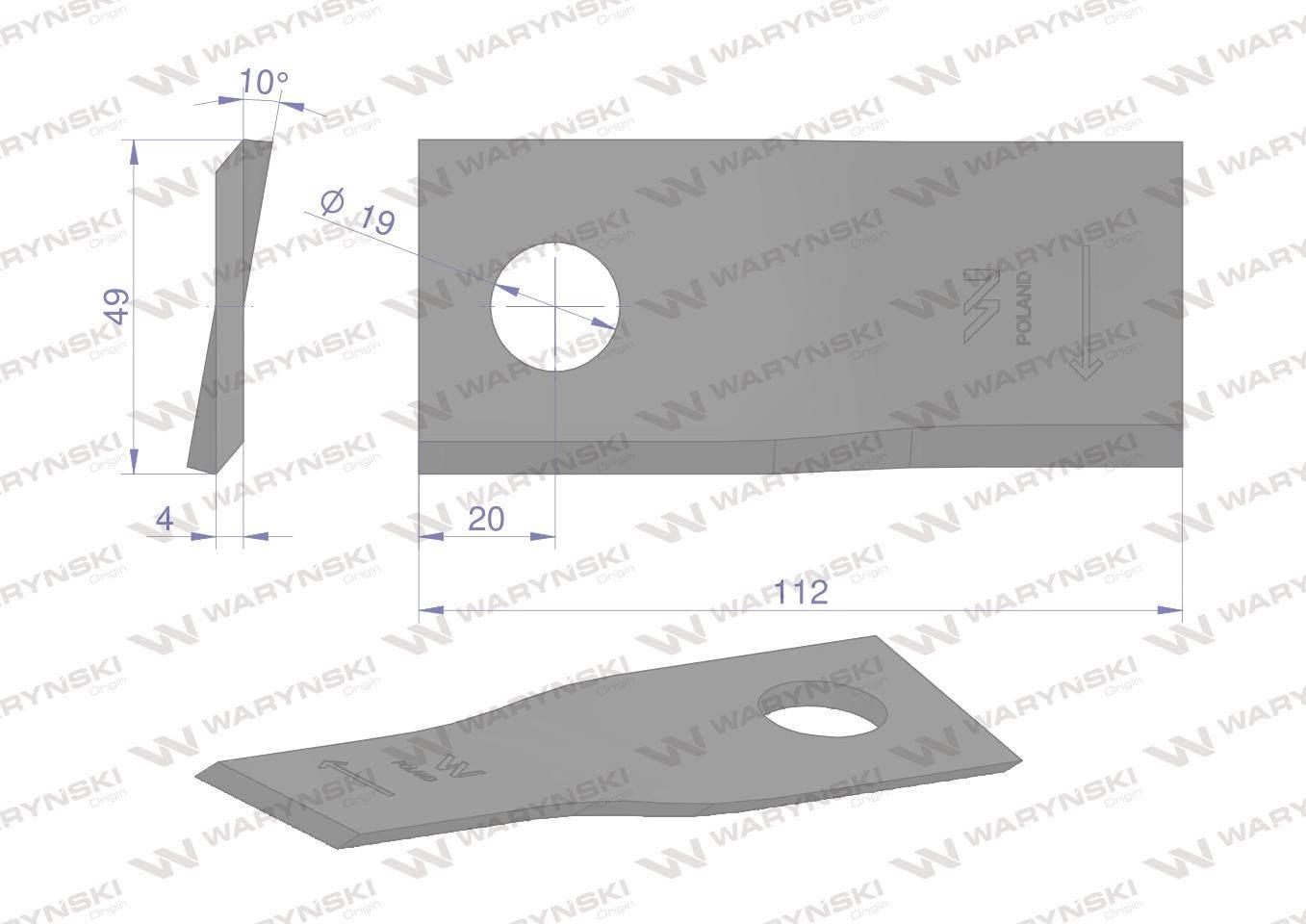 Nóżnożyk kosiarka 112x48x4x19 prawy 139889.0 krone waryński 25szt - zdjęcie 3