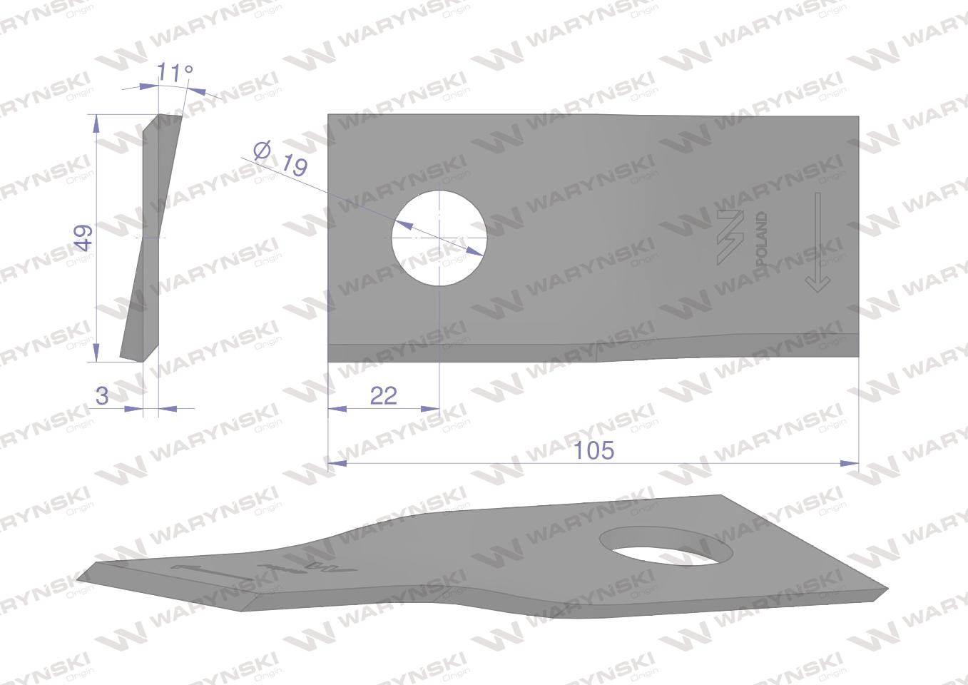 Nóżnożyk kosiarka 105x48x3x19 prawy 9041778 niemeyer waryński 25szt - zdjęcie 3