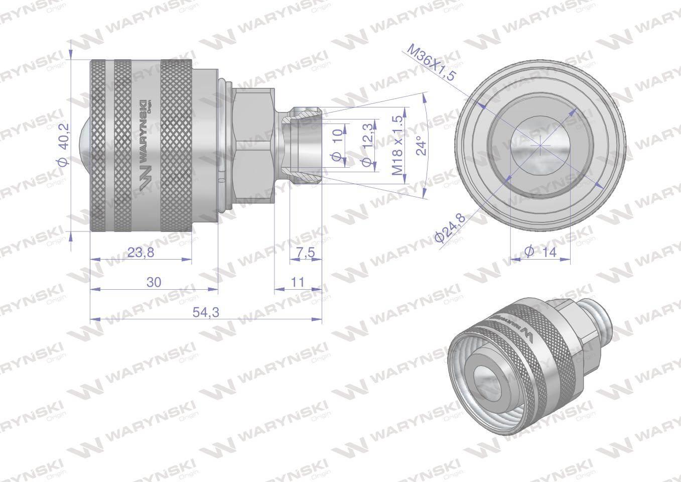 Zawór wtyczka bizon m18x1,5 skręcane zsr6160102 waryński - zdjęcie 2