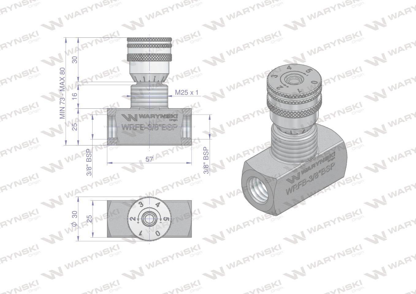 Zawór dławiący wrfb 90 3/8"bsp waryński | WRFB-3/8BSP - zdjęcie 2