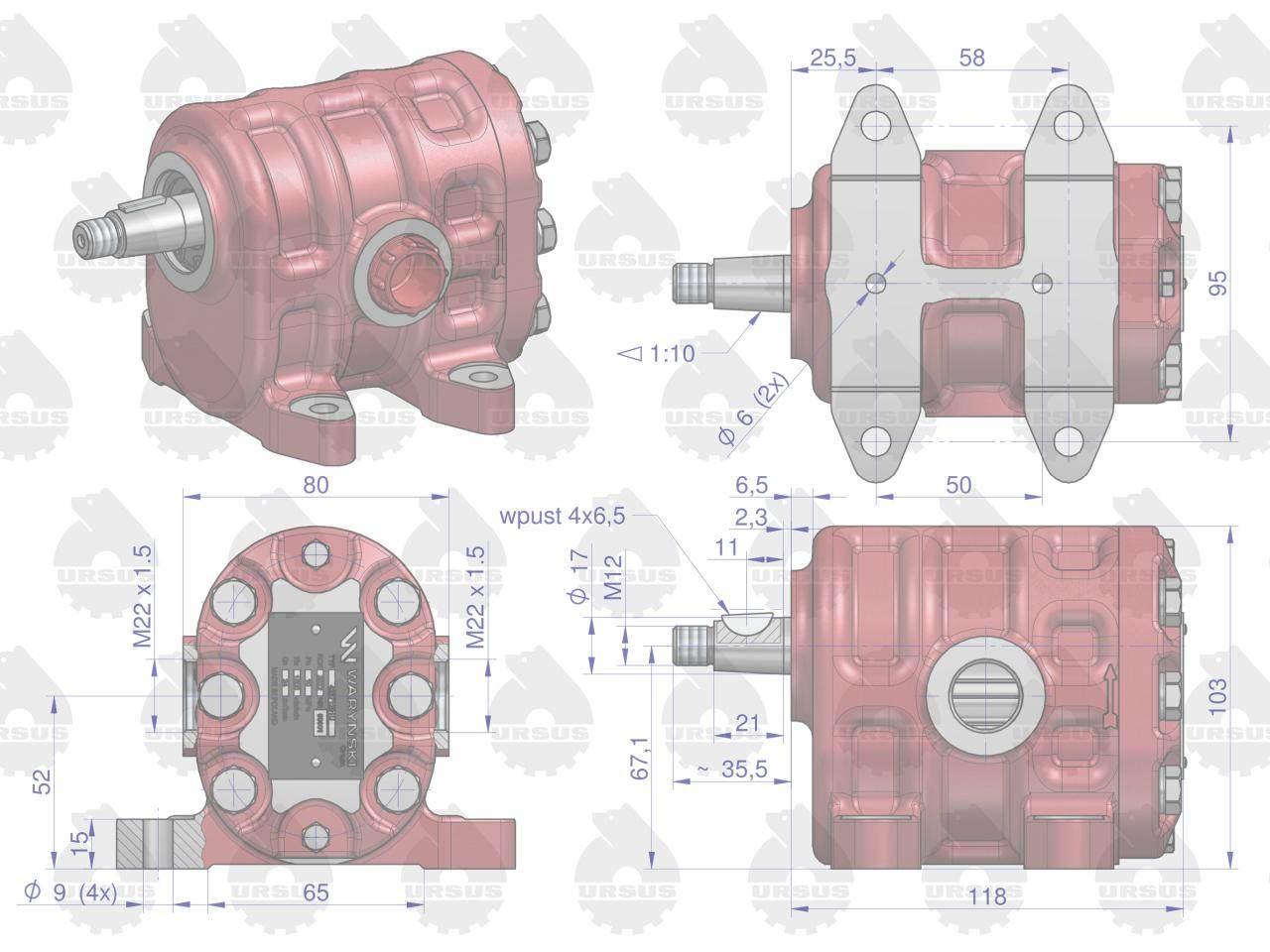 Pompa hydrauliczna pz18at podnośnika wzmocniona 23 l/min c-330 oryginał ursus - zdjęcie 4