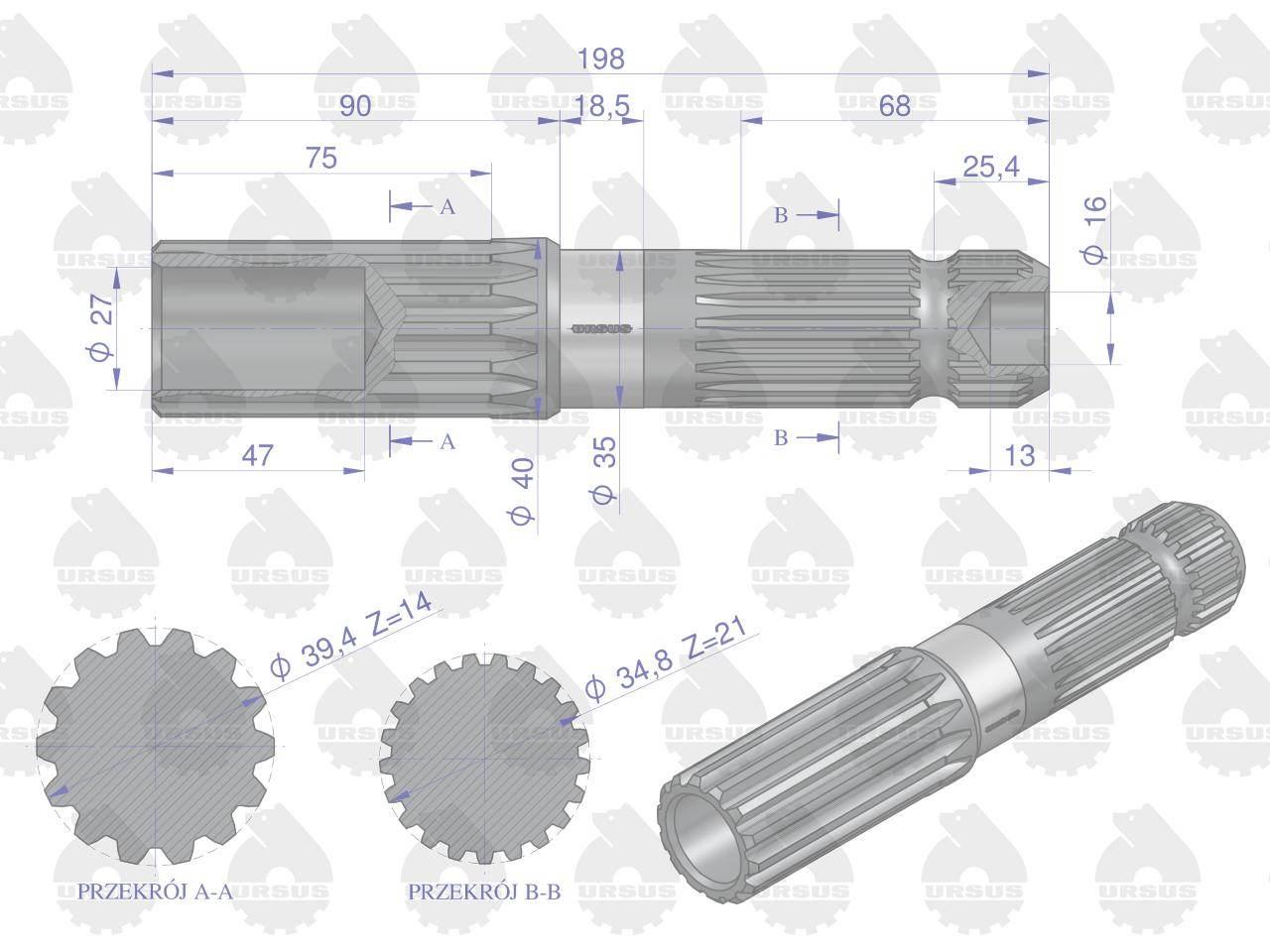 Końcówka wom 1000 obr c-385 oryginał ursus - zdjęcie 4
