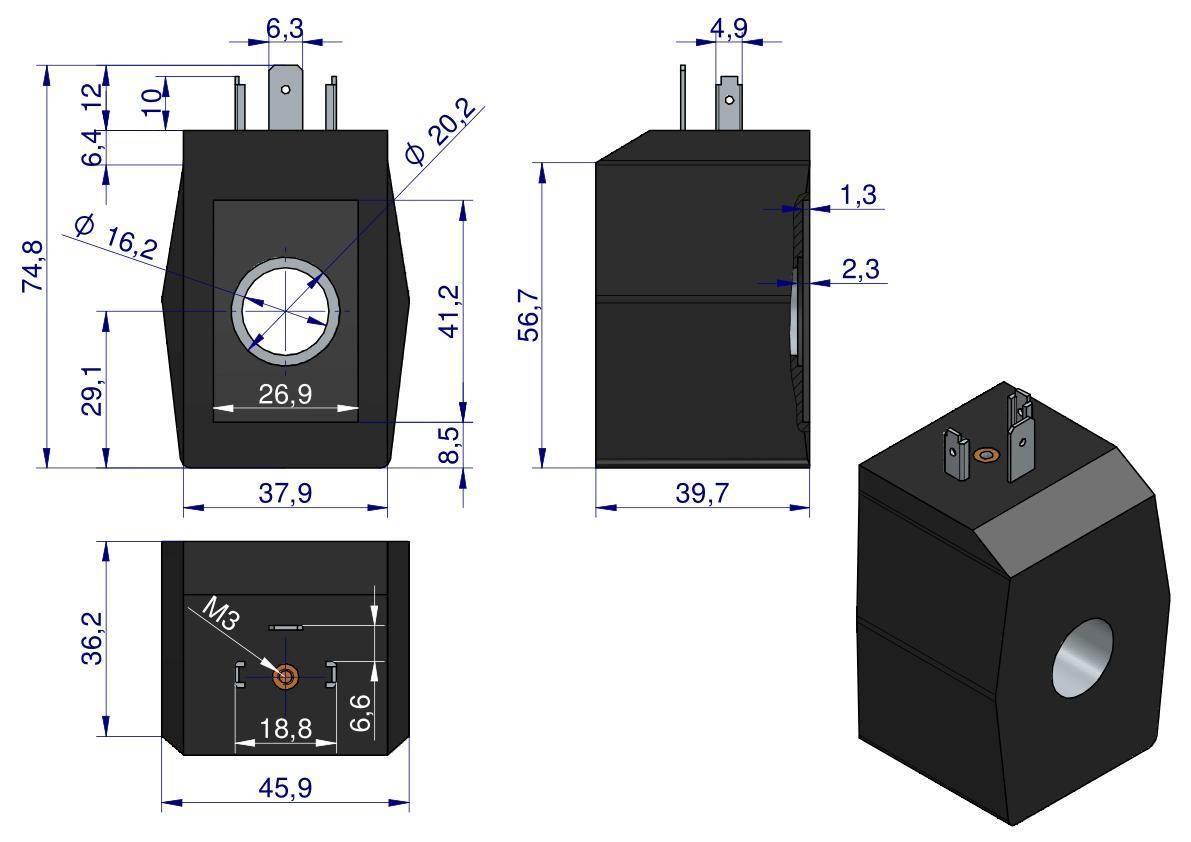 Cewka elektrozaworu 16mm 30w 12v dc | RM-CEW12VDC - zdjęcie 3
