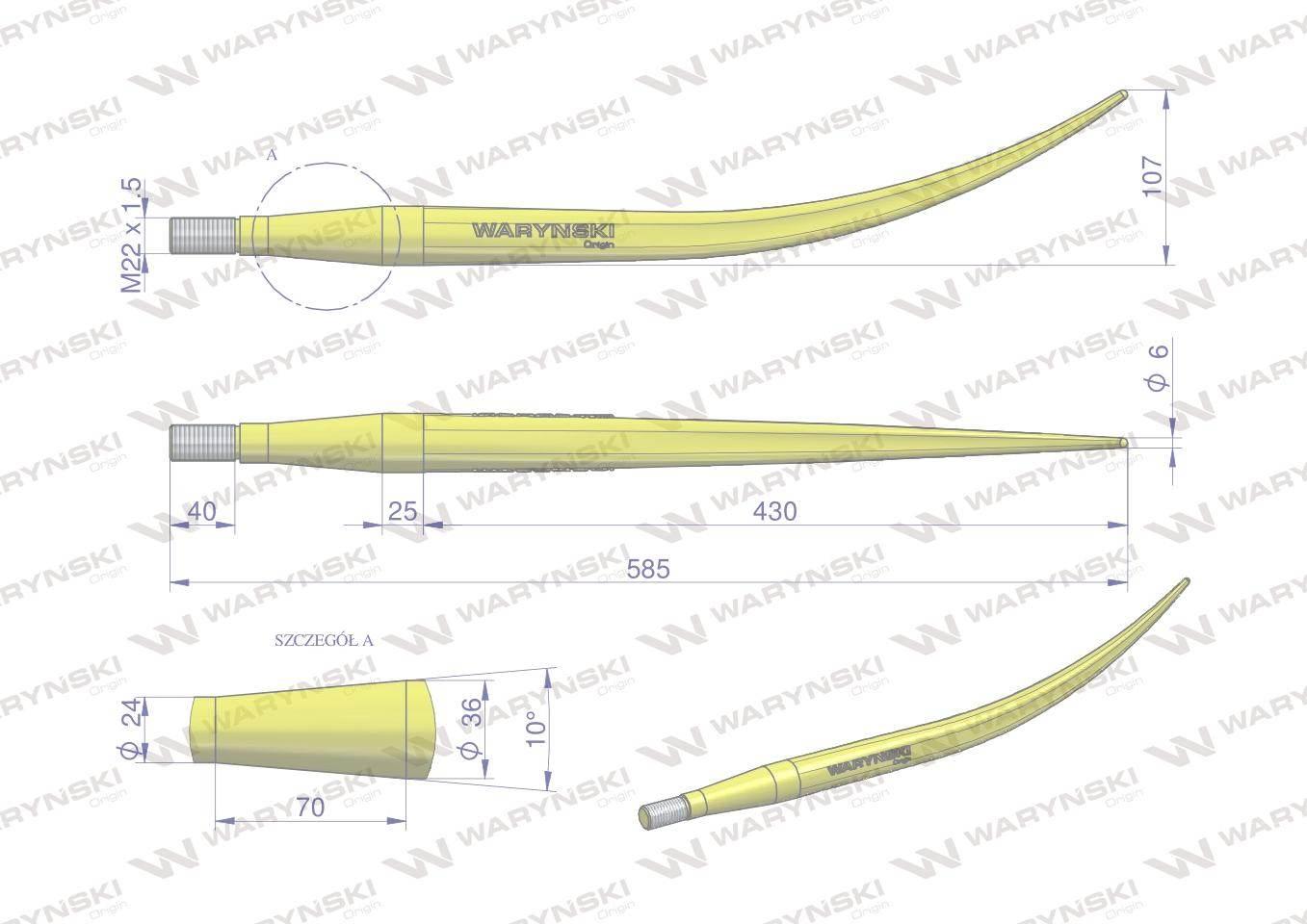 Ząb ładowacza wygięty zamykający l 600mm chwytak krokodyl 5193-ft88 tur waryński - zdjęcie 2