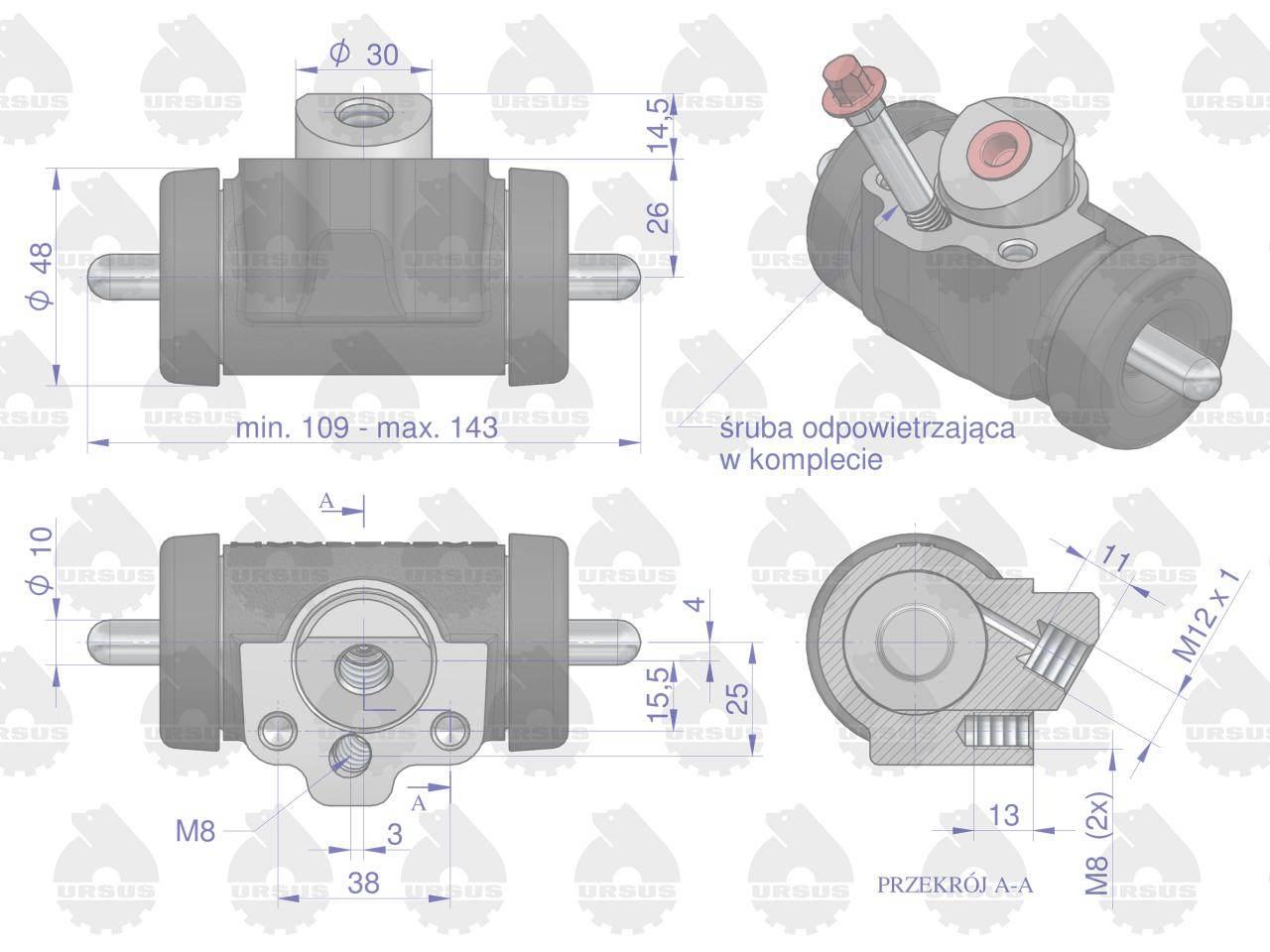 Cylinderek hamulcowy 952620 c-360 oryginał ursus - zdjęcie 3