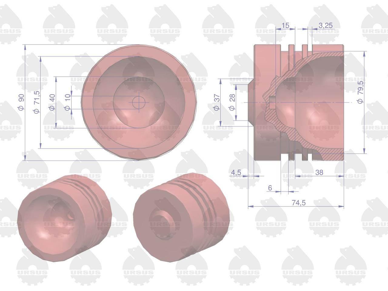 Tłok cylindra podnośnika 67118008 zetor oryginał ursus - zdjęcie 2
