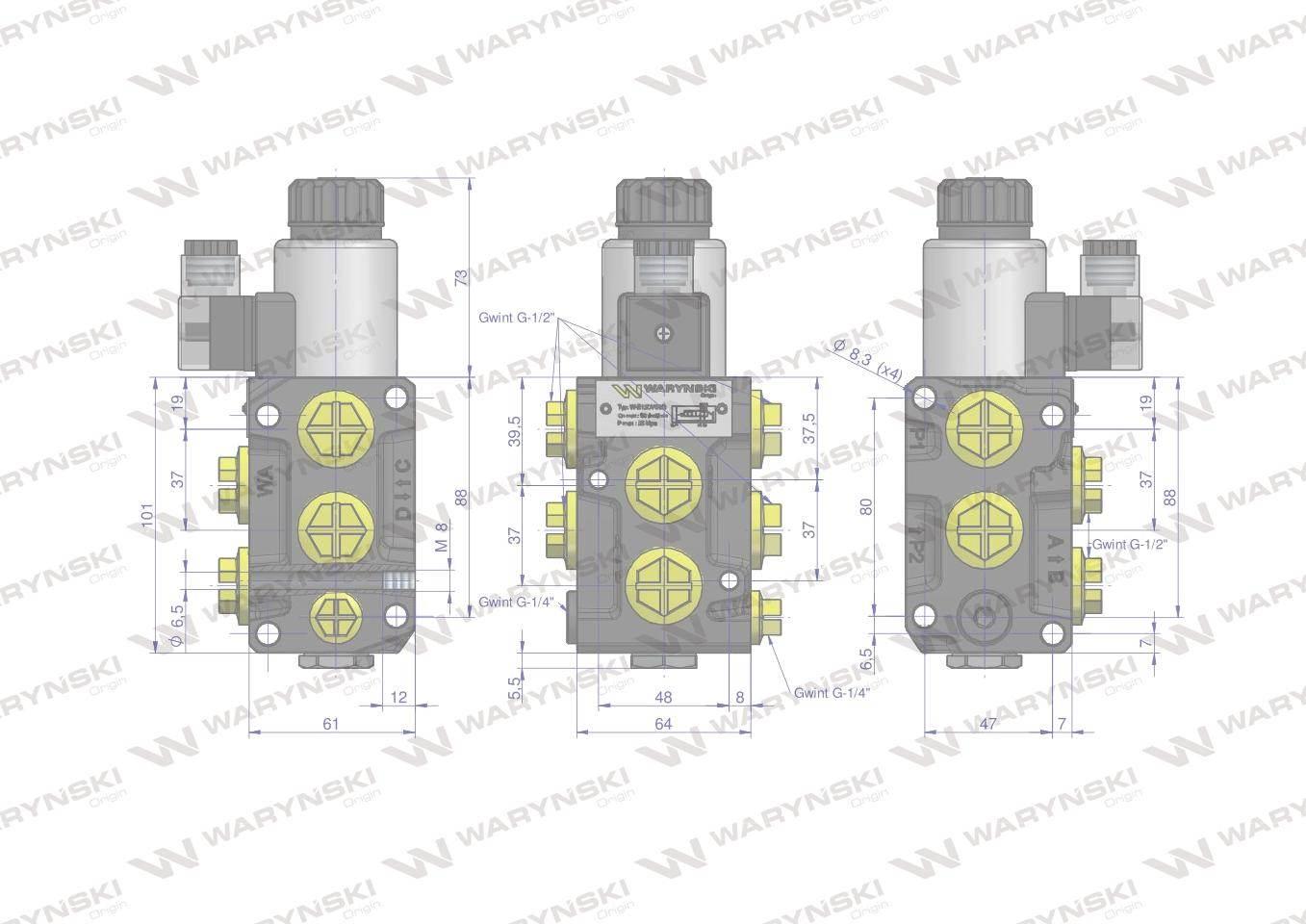 Dzielnikzawórelektrozawór kierunkowy elektromagnetyczny kontroli w-e12dvs6/2 dvs6/50l g1/2" 50l waryński - zdjęcie 5
