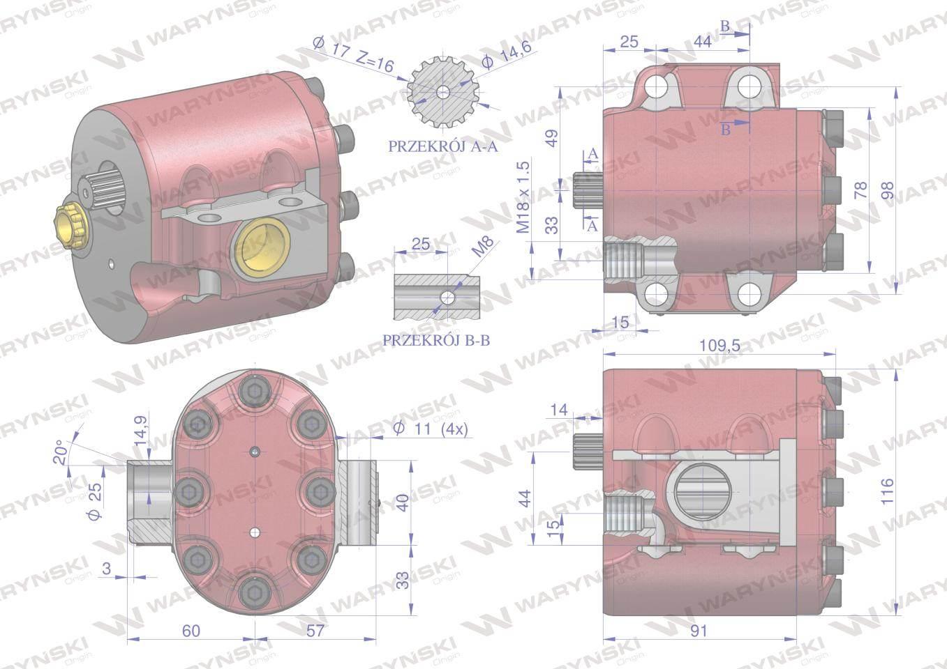 Pompa hydrauliczna 5211-7745 wzmocniona 42l/min zetor waryński - zdjęcie 4