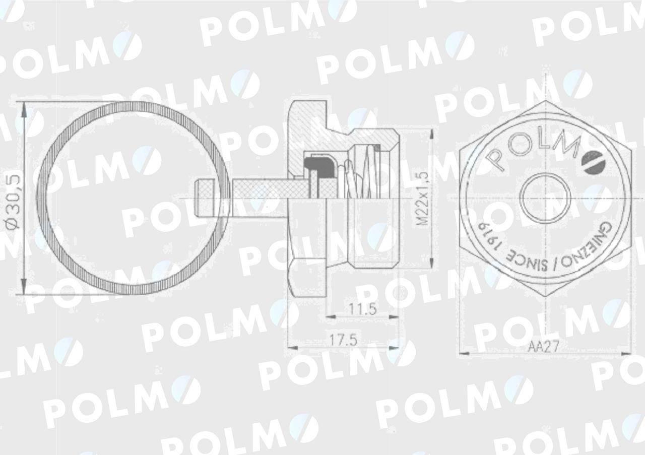 Odwadniacz zbiornika powietrza przyczepa ciągnik 22x1.5 po 5 polmo - zdjęcie 2