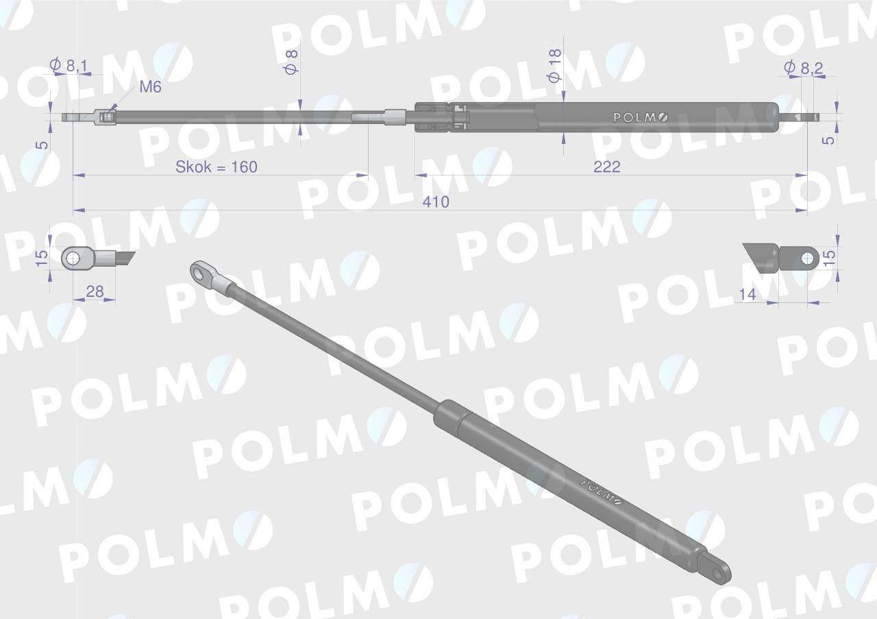 Siłownik maski silnika l max 410mm 1531490c0p case ih polmo - zdjęcie 2
