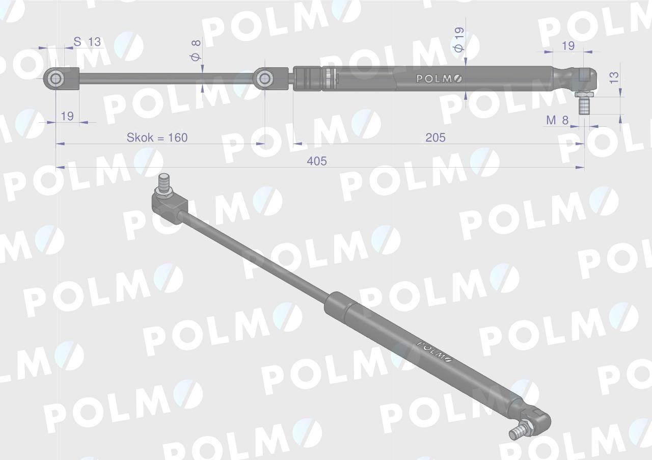 Siłownik szyby tylnej l max 405mm 44911877p case ih new holland polmo - zdjęcie 2