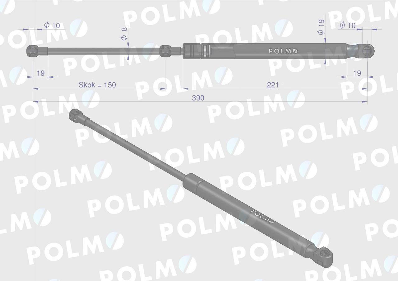 Siłownik szyby tylnej l max 390mm 44910537p case ih new holland steyr polmo - zdjęcie 2