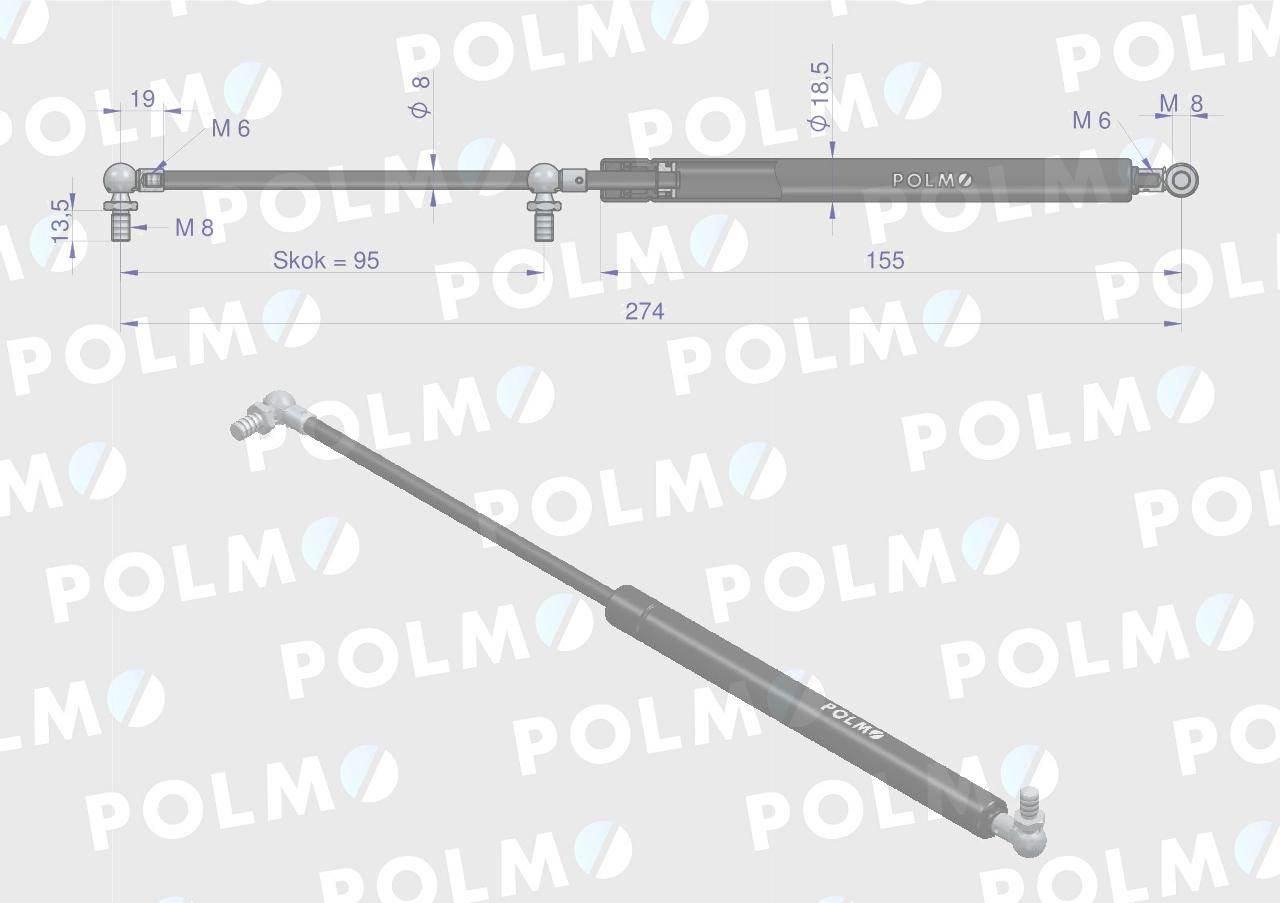 Siłownik drzwi l max 274mm 5089549p case ih polmo - zdjęcie 2