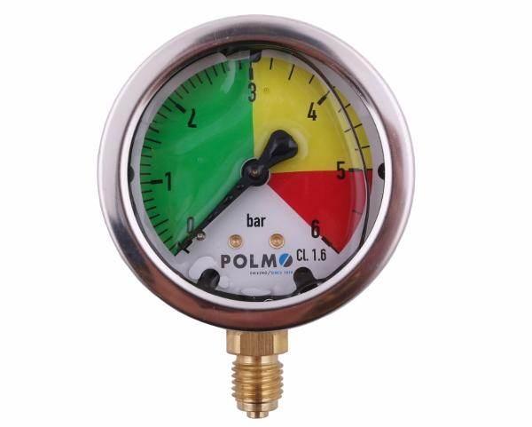 Manometr glicerynowy m63 0-6 bar gwint m12x1.5 dolne przyłącze obudowa kwasoodporna opryskiwacz polmo - zdjęcie 2