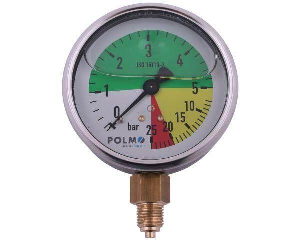 Manometr glicerynowy m80 0-5/25 bar gwint g1/4" dolne przyłącze do opryskiwaczy firmy krukowiak polmo - zdjęcie 2