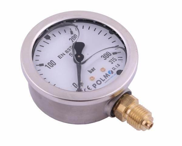 Manometr glicerynowy m63 0-315 bar dolne przyłącze g1/4" polmo