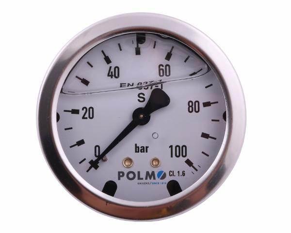 Manometr glicerynowy m63 0-100 bar tylne przyłącze g1/4" polmo - zdjęcie 2