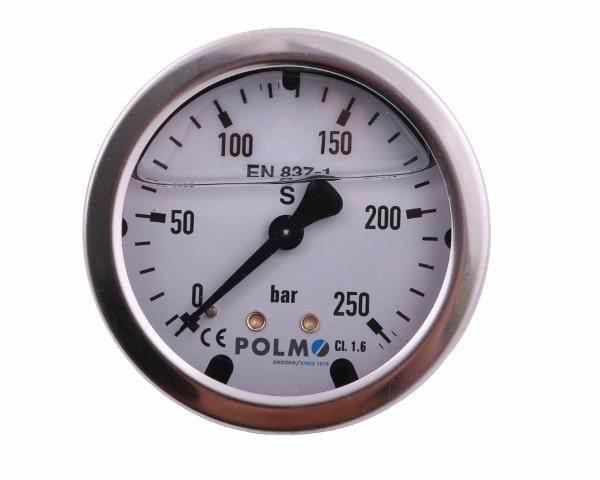 Manometr glicerynowy m63 0-250 bar tylne przyłącze g1/4" polmo - zdjęcie 2