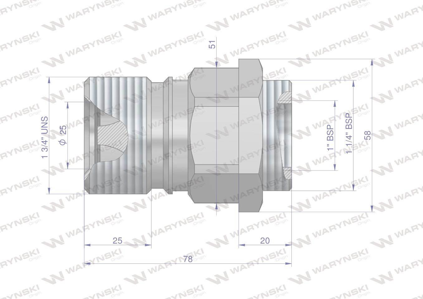 Szybkozłącze hydrauliczne skręcane motylkowe gniazdo g3/4"bsp gwint wewnętrzny 250bar waryński - zdjęcie 2