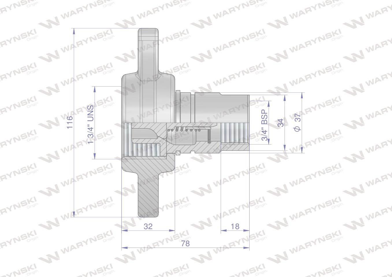 Szybkozłącze hydrauliczne skręcane motylkowe wtyczka g3/4"bsp gwint wewnętrzny 250bar waryński - zdjęcie 2