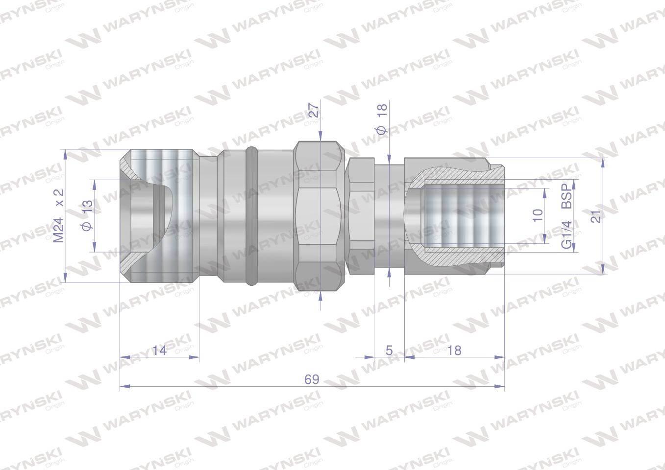 Szybkozłącze hydrauliczne skręcane gniazdo g1/4"bsp gwint wewnętrzny 350bar waryński - zdjęcie 2