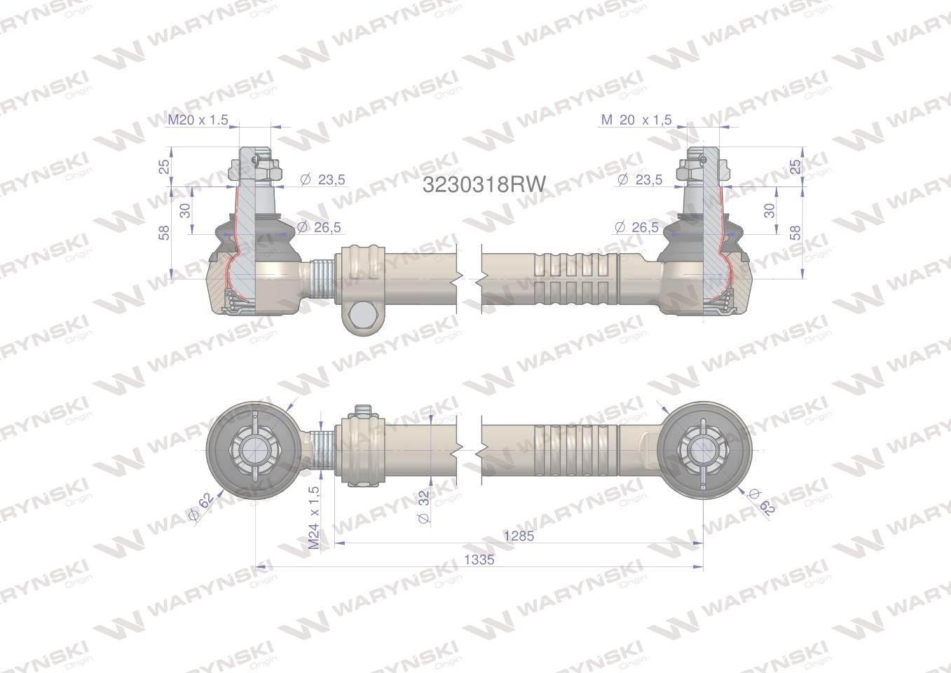 Drążek kierowniczy 1335mm 3230318r waryński - zdjęcie 2
