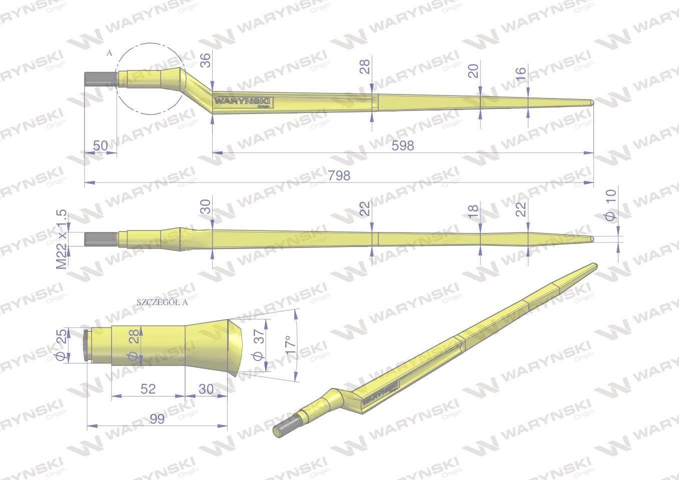 Ząb ładowacza uniwersalny z l 800mm tur waryński - zdjęcie 2