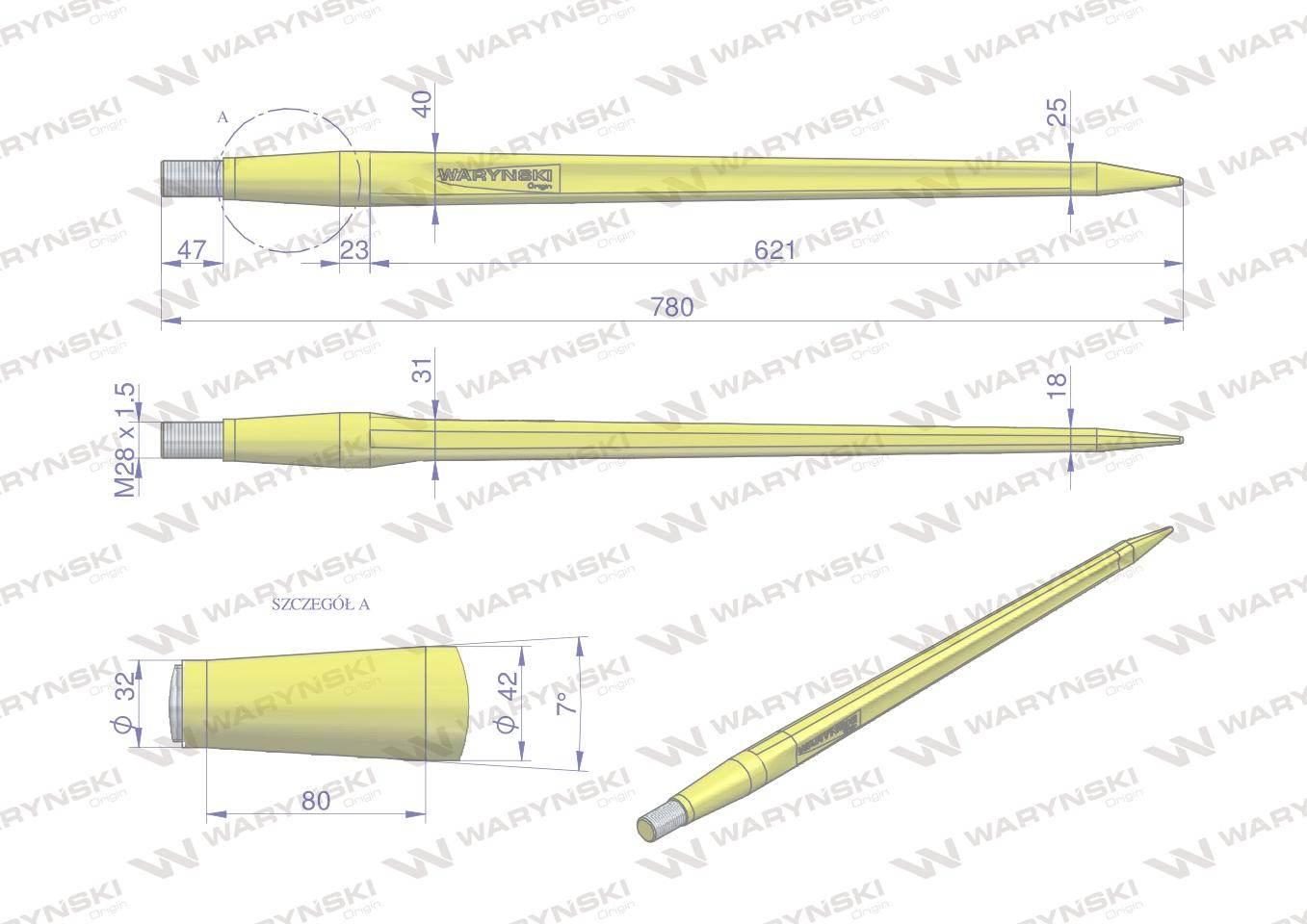 Ząb ładowacza ciężki uniwersalny prosty l 780mm tur na tuleję w-5791200 waryński - zdjęcie 2