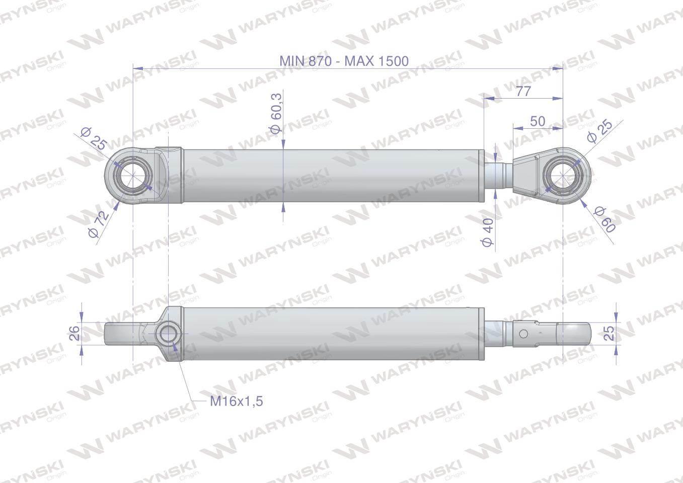 Cylinder hydrauliczny siłownik jednostronny 7210120051 cn2f-40/630z u tur 1.2 waryński - zdjęcie 3