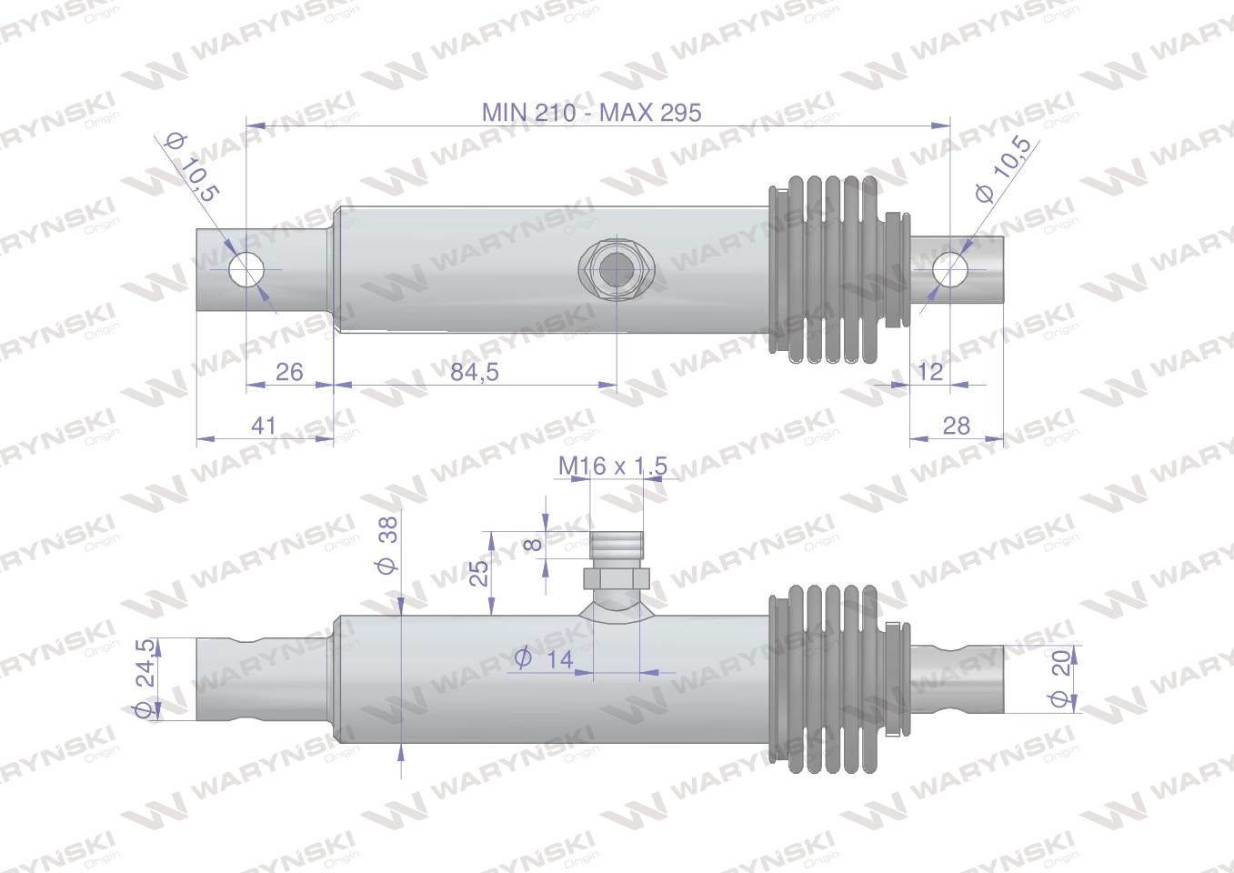 Cylinder hydrauliczny siłownik smn20/86 smn 1.20/86 nurnikowy rozsiewacz nawozów brzeg waryński - zdjęcie 2