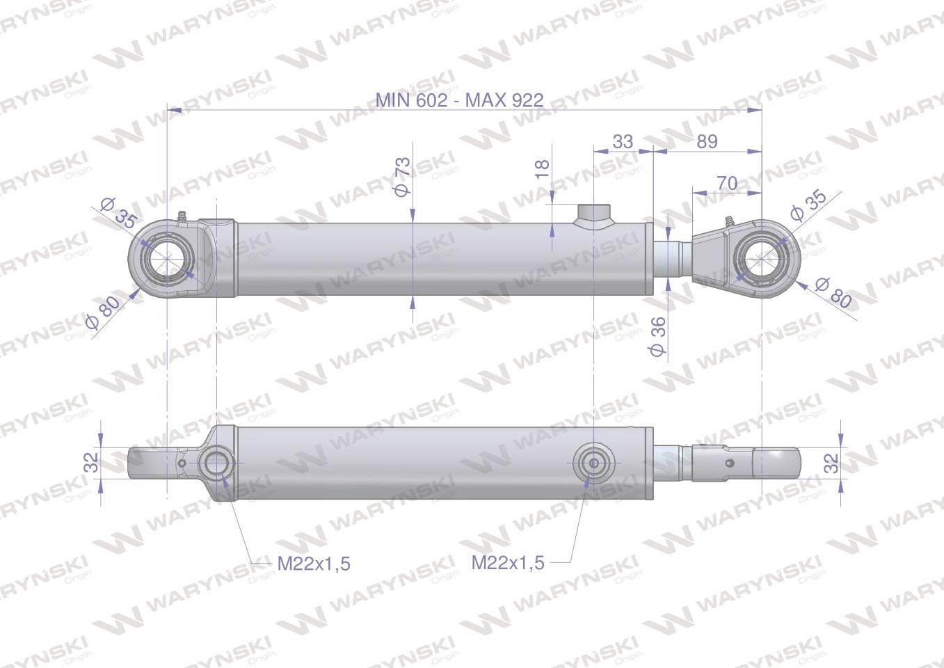 Cylinder hydrauliczny siłownik dwustronny 7210120053 cj2*63/36*320z kt2 chwytak tur waryński - zdjęcie 2