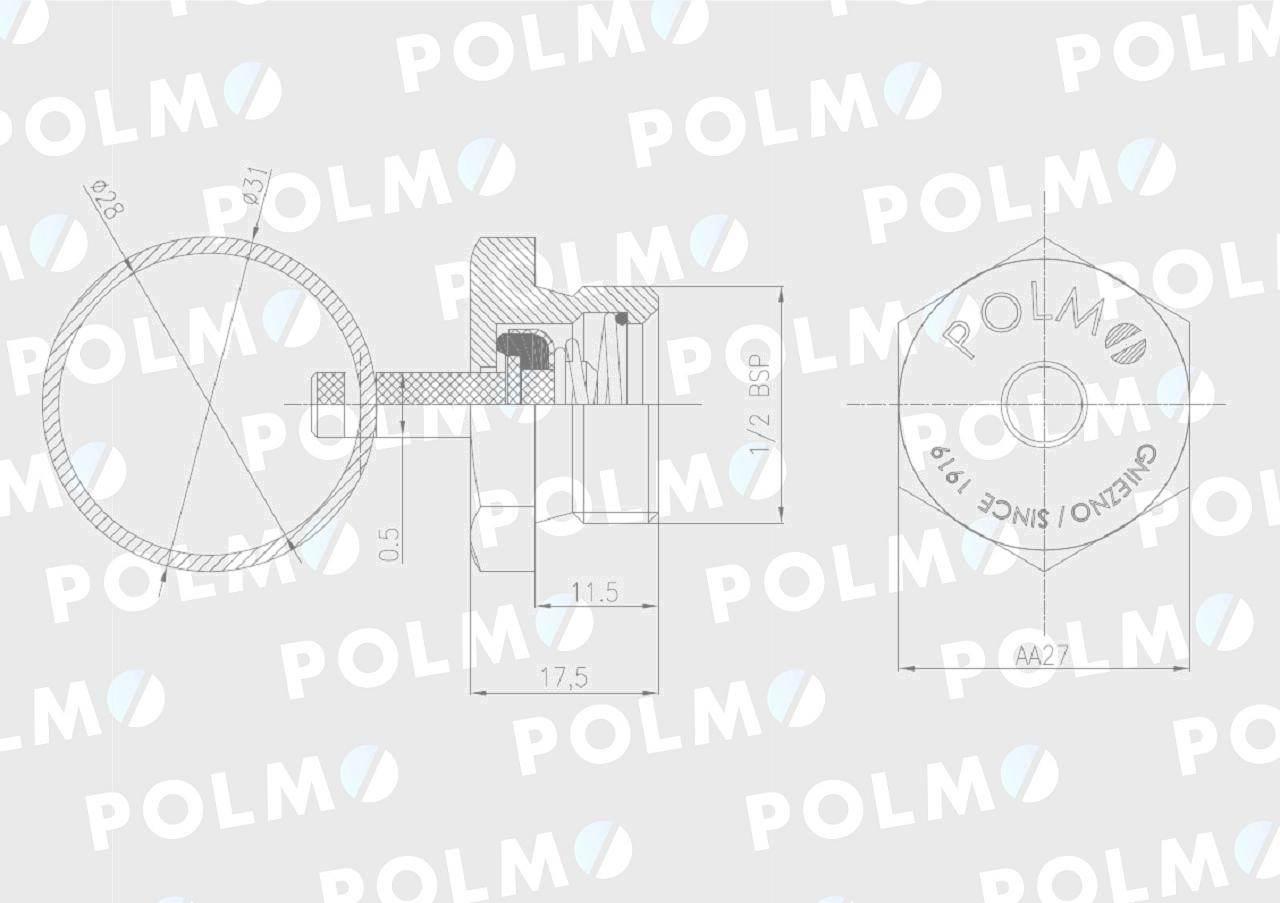 Zawór odwadniający zbiornika powietrza 1/2 bsp 1664505mp po 5 polmo - zdjęcie 3